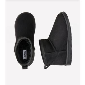 FabKids Black Faux Suede Pull-On Fleece Booties - Size 12